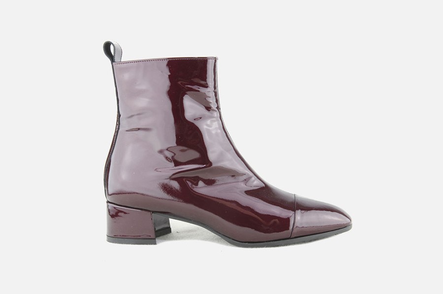Women Le Gazzelle | Le Gazzelle - Booster Lack Burgundy Ankle Boots On Labotte