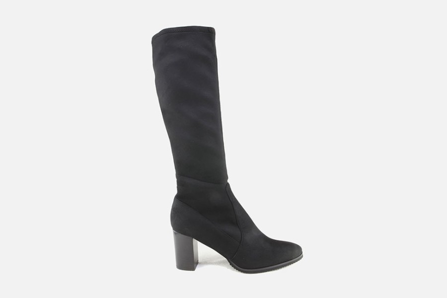 Women Cervone | Cervone - Cassandre Stretch Noir Boots On Labotte