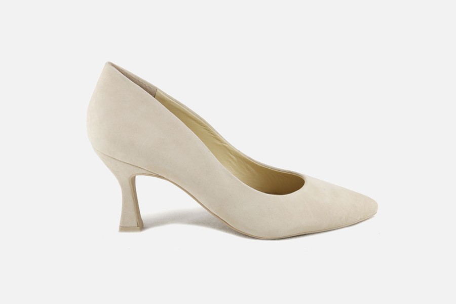 Women Paul Green | Paul Green - Primerose Daim Beige Pumps On Labotte