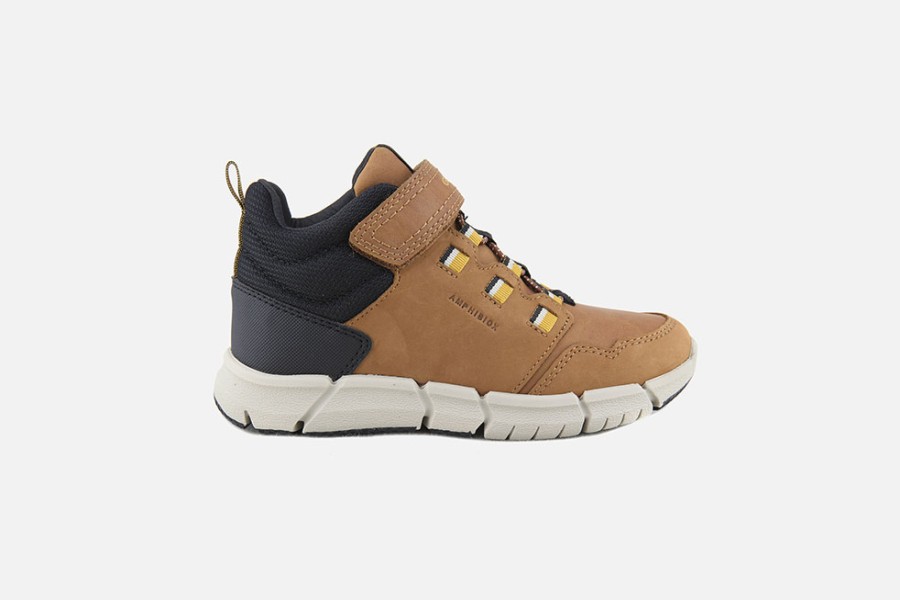 Boys Geox | Geox - Flexyper Abx Brown Velcro Shoes On Labotte