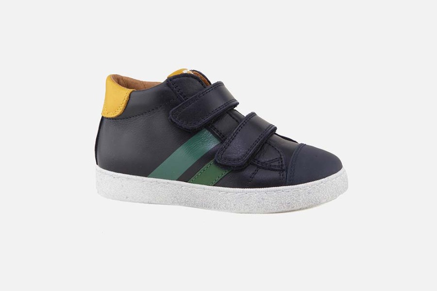Boys Romagnoli | Romagnoli - Achille Bleu Et Vert Velcro Shoes On Labotte
