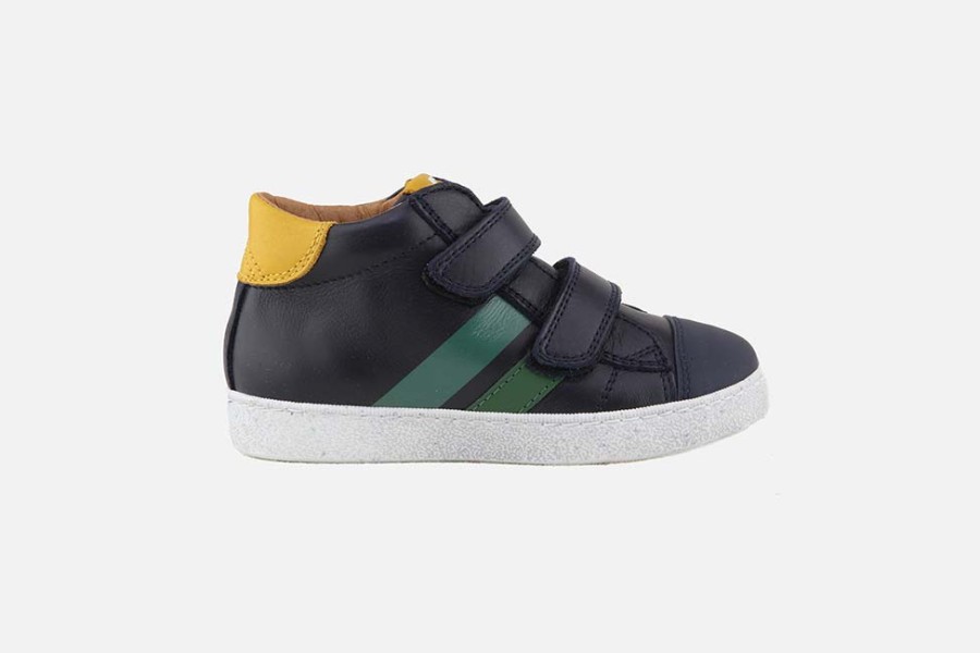 Boys Romagnoli | Romagnoli - Achille Bleu Et Vert Velcro Shoes On Labotte