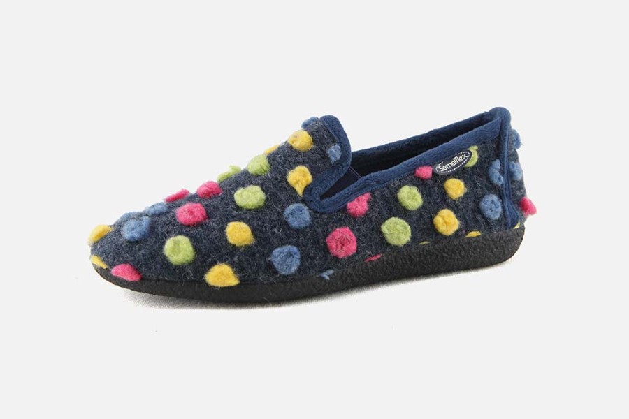 Women Semelflex | Semelflex - Kawa Bleu Pois Multi Low Slippers On Labotte