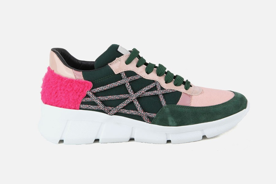 Women L4K3 | L4K3 - Mr Big Lana Vert Rose Sneakers On Labotte