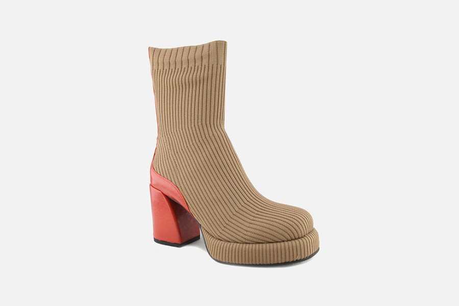 Women Noa Harmon | Noa Harmon - Non Stop Dune Mandarine Ankle Boots On Labotte