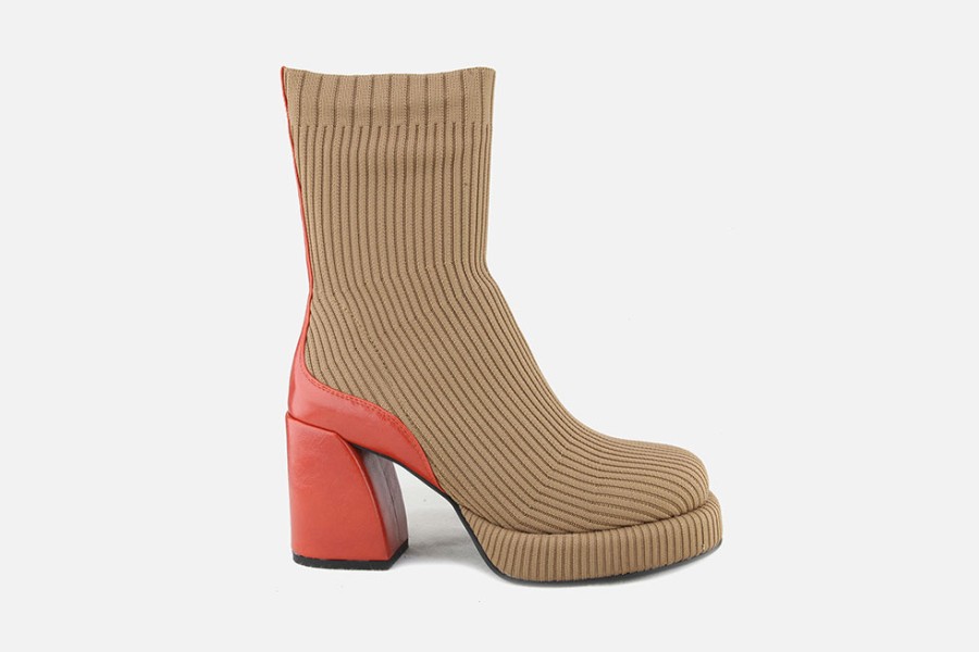 Women Noa Harmon | Noa Harmon - Non Stop Dune Mandarine Ankle Boots On Labotte