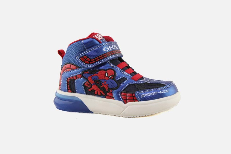 Boys Geox | Geox - Grayjay Spidy Bluette Velcro Shoes On Labotte