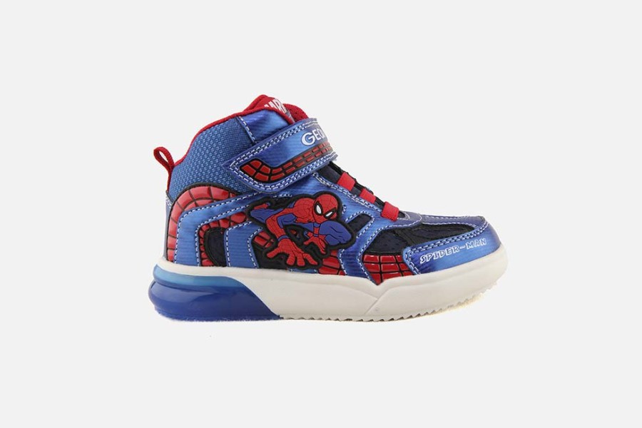 Boys Geox | Geox - Grayjay Spidy Bluette Velcro Shoes On Labotte