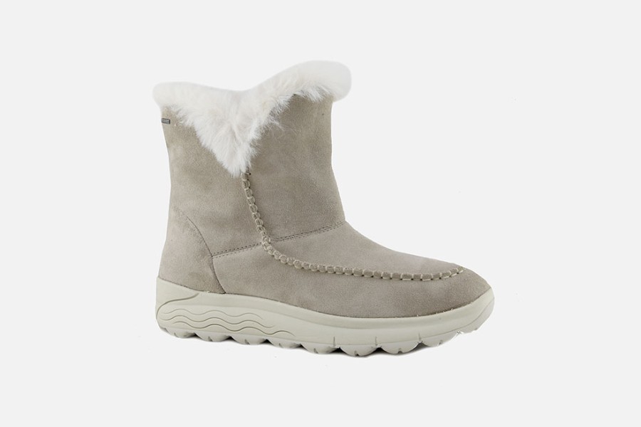 Women Geox | Geox - Spherica Fur Boot Abx Beige Ankle Boots On Labotte