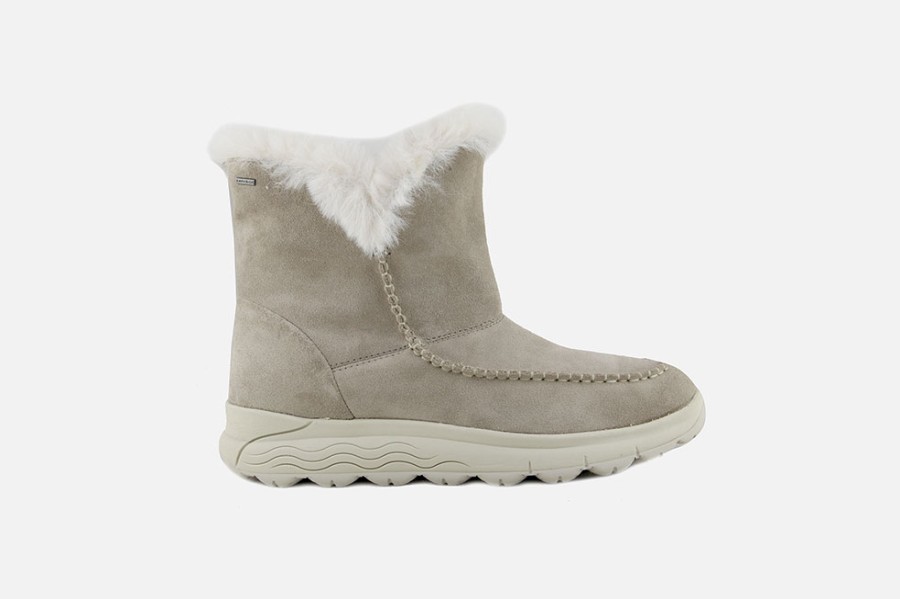 Women Geox | Geox - Spherica Fur Boot Abx Beige Ankle Boots On Labotte