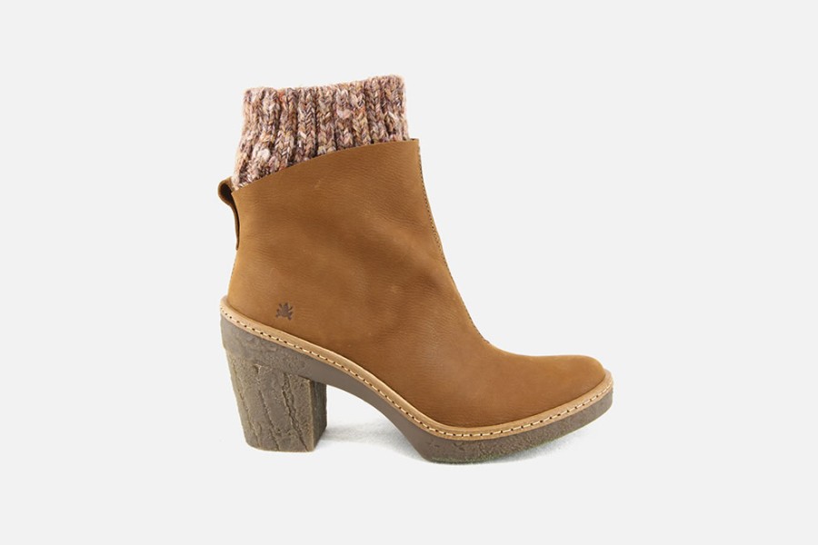 Women El Naturalista | El Naturalista - Haya Sock Wood Ankle Boots On Labotte