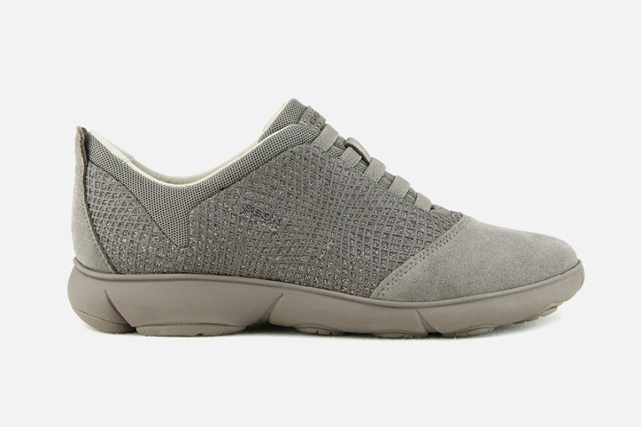Women Geox | Geox - Nebula Taupe Glitter Sneakers On Labotte