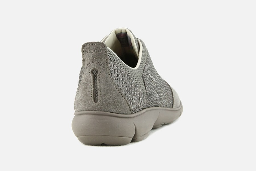 Women Geox | Geox - Nebula Taupe Glitter Sneakers On Labotte