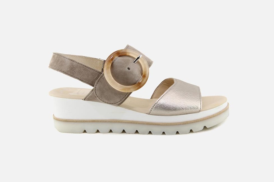Women Gabor | Gabor - Lys Metallic Sandals On Labotte