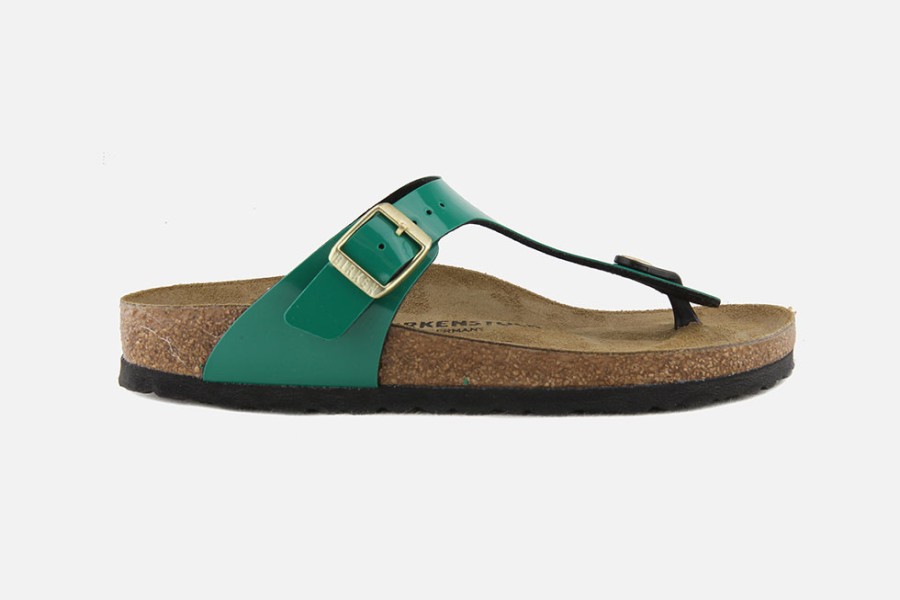 Women Birkenstock | Birkenstock - Gizeh Birko Digital Green Sandals On Labotte
