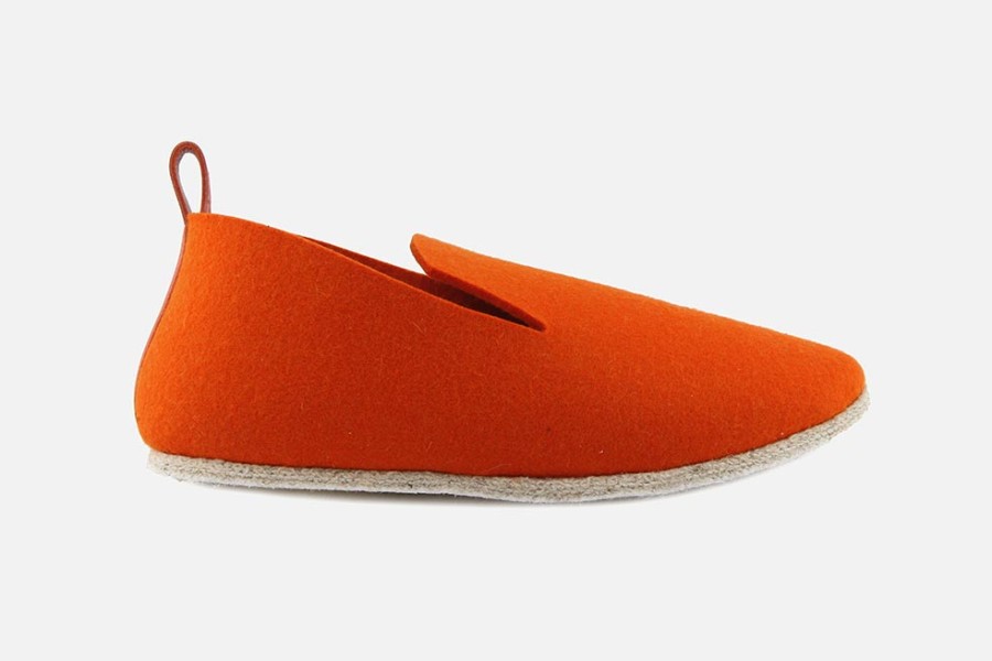 Men La Charentaise Tcha | La Charentaise Tcha - Minimal Orange Man Charentaises On Labotte