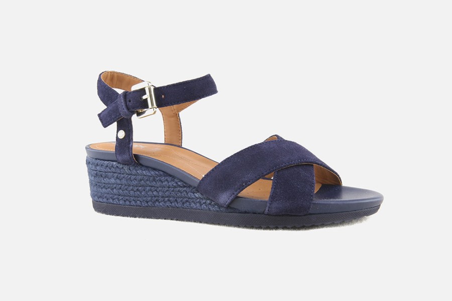 Women Geox | Geox - Ischia Sandale All Navy Sandals On Labotte
