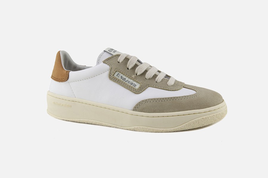 Women El Naturalista | El Naturalista - Geo Lace Mud White Sneakers On Labotte
