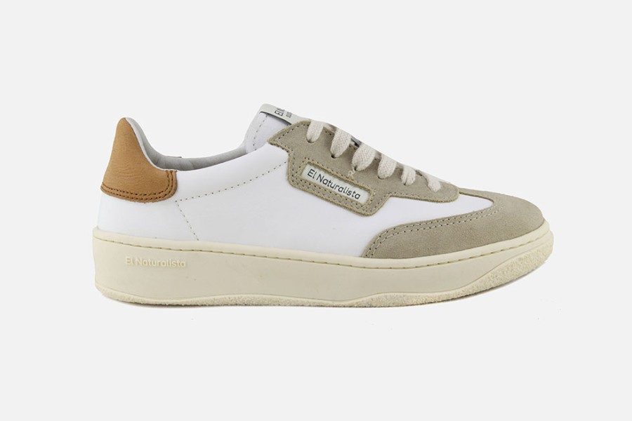 Women El Naturalista | El Naturalista - Geo Lace Mud White Sneakers On Labotte