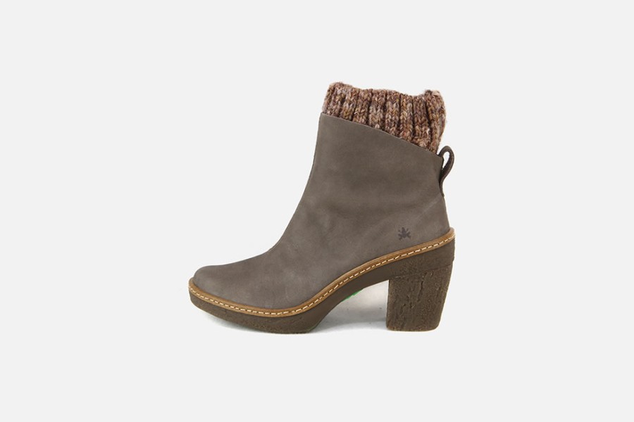 Women El Naturalista | El Naturalista - Haya Sock Grey Ankle Boots On Labotte