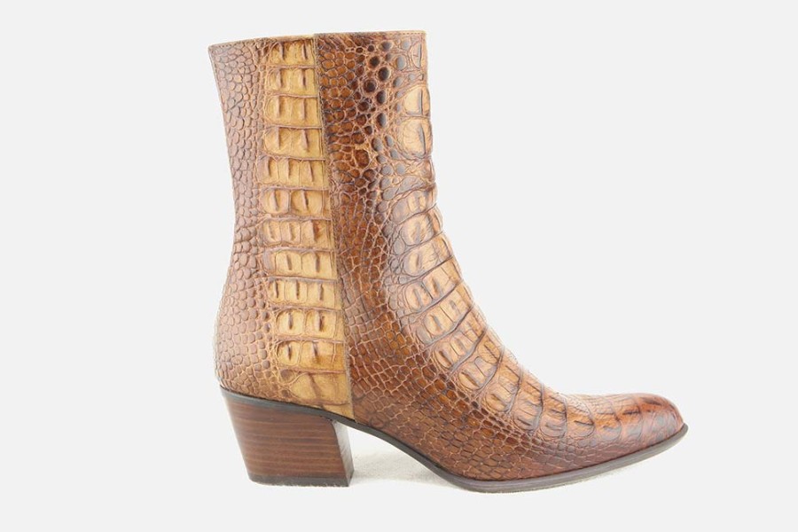 Women Pertini | Pertini - Ragona Croco Terra Ankle Boots On Labotte