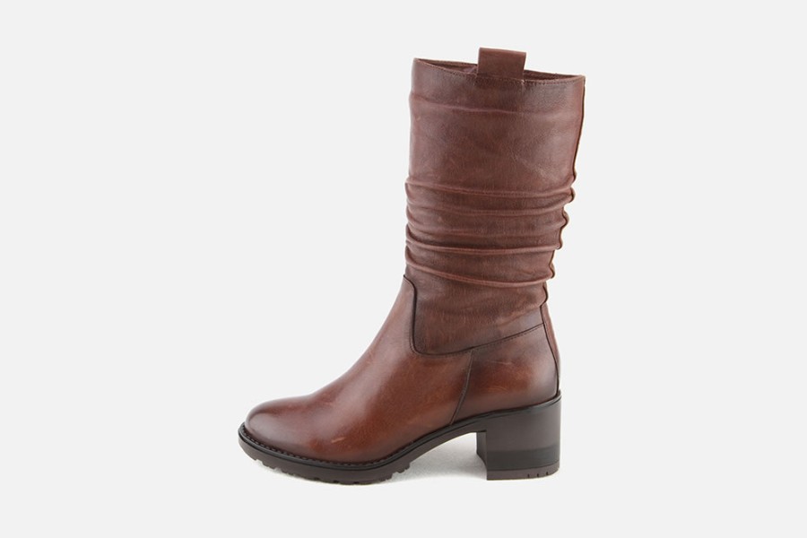 Women Paula Urban | Paula Urban - Macadam Mid Brown Boots On Labotte