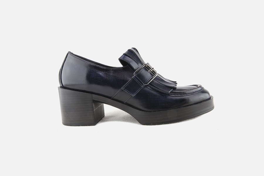 Women Pons Quintana | Pons Quintana - Tabatah Moc Fringe Deep Blue Loafers On Labotte