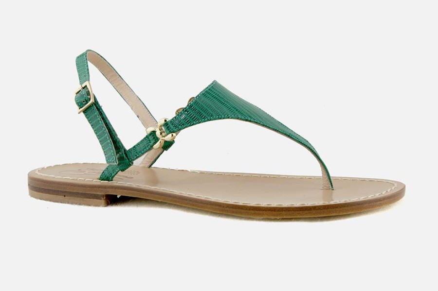 Women Moda Positano | Moda Positano - Pompei Vert Sandals On Labotte