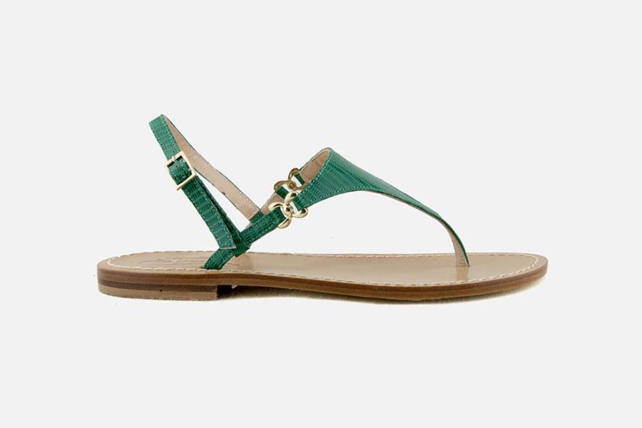 Women Moda Positano | Moda Positano - Pompei Vert Sandals On Labotte