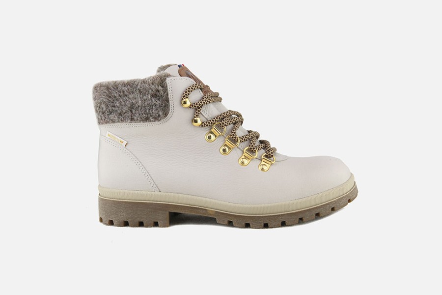 Women Mephisto | Mephisto - Zelda Offwhite Lace-Up Boots On Labotte