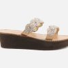 Women Laidback London | Laidback London - Erongo Wedge Brown Silver Sandals On Labotte