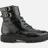 Women Paul Green | Paul Green - Pixel Lack Black Lace-Up Boots On Labotte