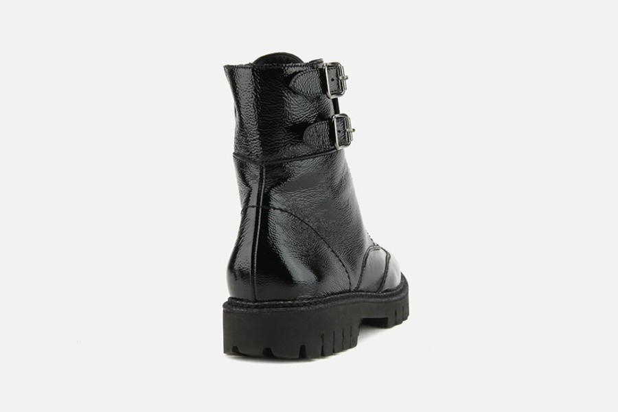 Women Paul Green | Paul Green - Pixel Lack Black Lace-Up Boots On Labotte