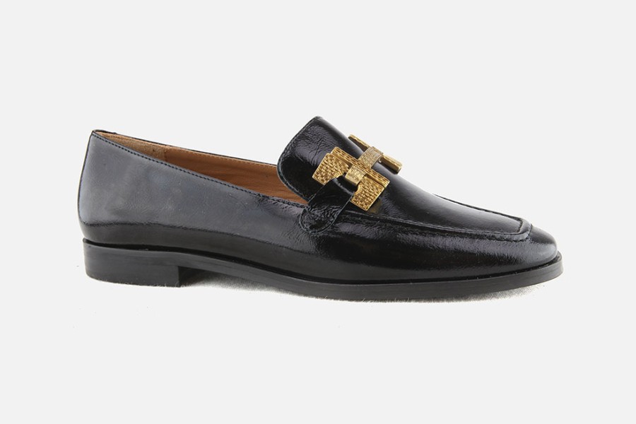 Women Jhay | Jhay - Venise Noir Or Loafers On Labotte