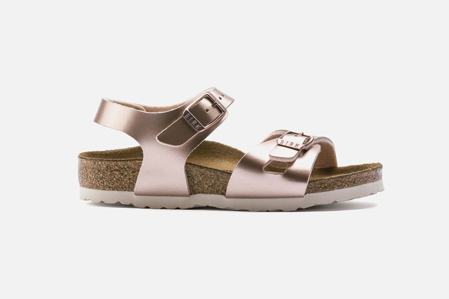 Girls Birkenstock | Birkenstock - Rio Metallic Copper Sandals On Labotte