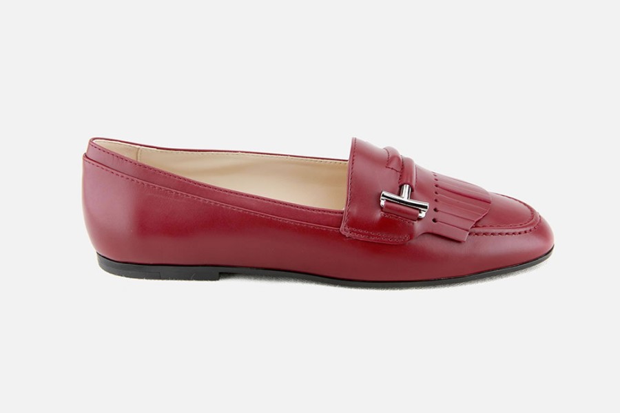Women Tod's | Tod'S - Mocassino Frangia Bourgogne Loafers On Labotte