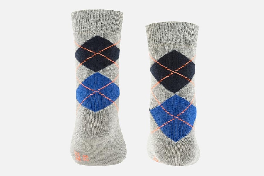 Boys Falke | Falke - Clas Argyle Light Grey Socks On Labotte