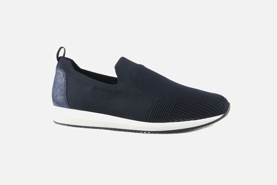 Women Ara | Ara - Lissabon Stretch Bleu Loafers On Labotte