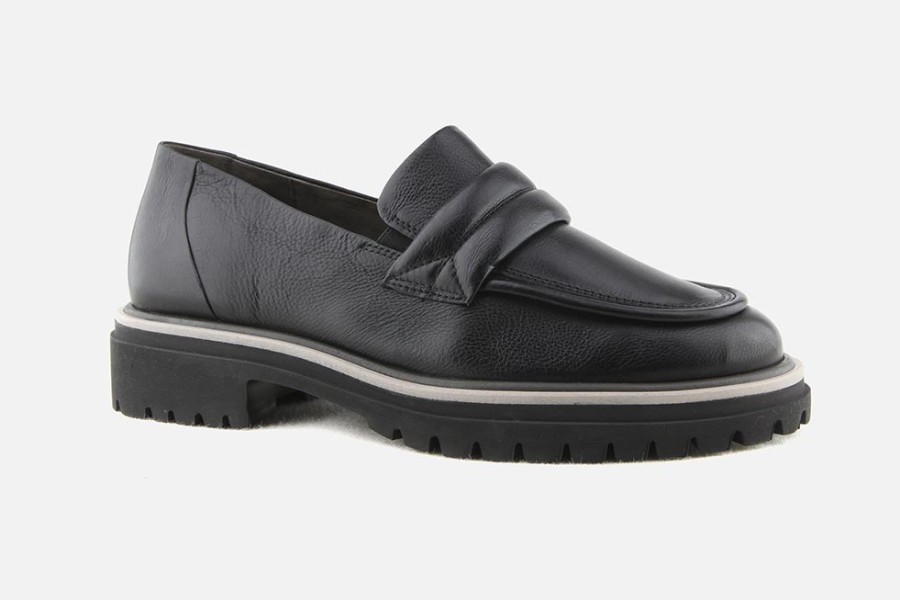 Women Paul Green | Paul Green - Passe Passe Noir Loafers On Labotte