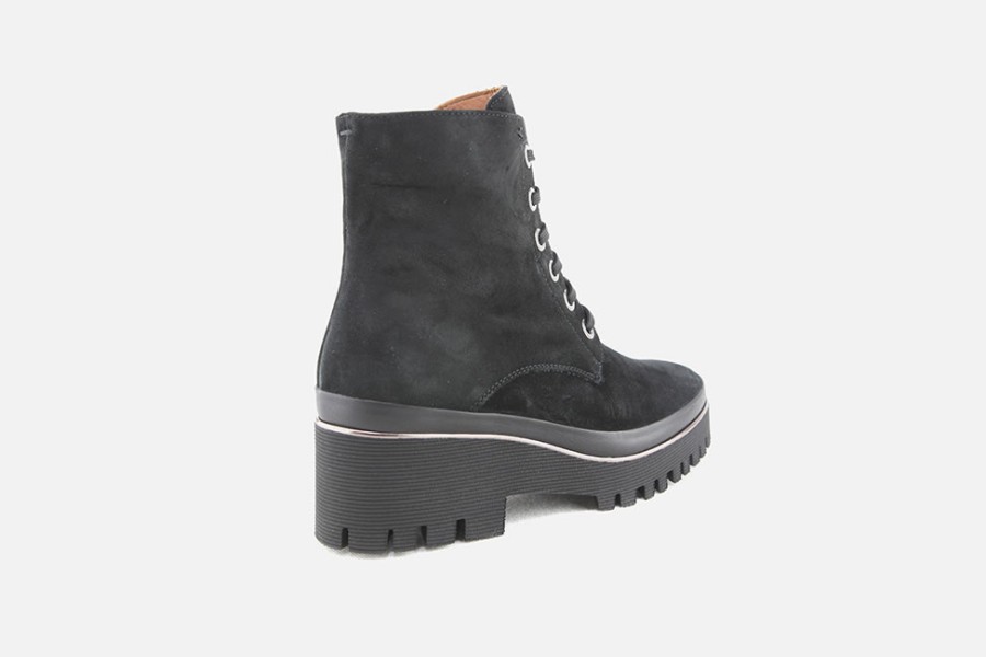 Women Pons Quintana | Pons Quintana - Topaze Daim Noir Lace-Up Boots On Labotte