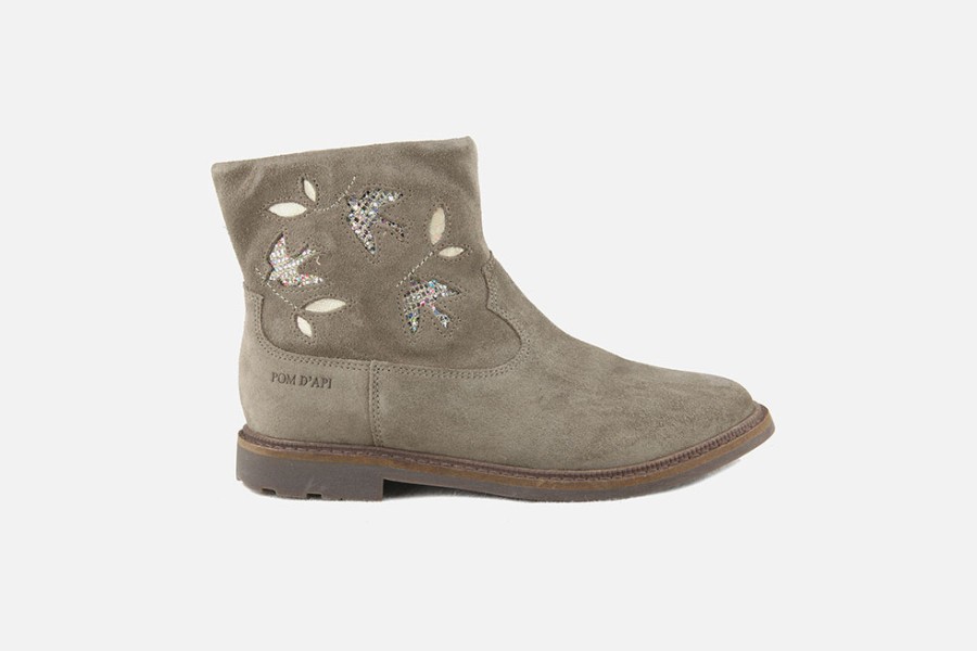 Girls Pom d'Api | Pom D'Api - Sister Birdy Iron Ankle Boots On Labotte