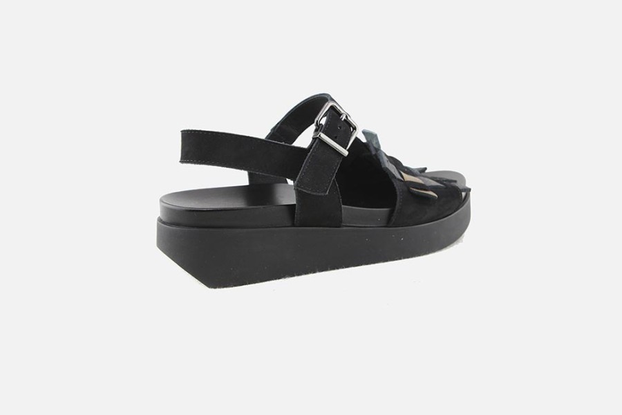Women Arche | Arche - Myakey Noir Metal Sandals On Labotte