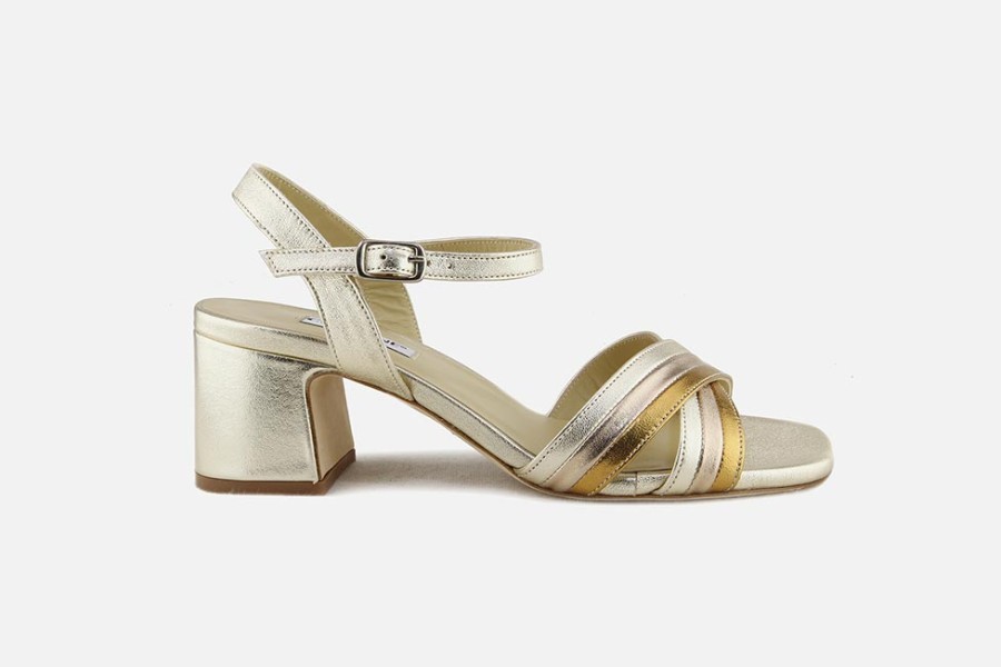 Women Cervone | Cervone - Croisette Metallic Sandals On Labotte