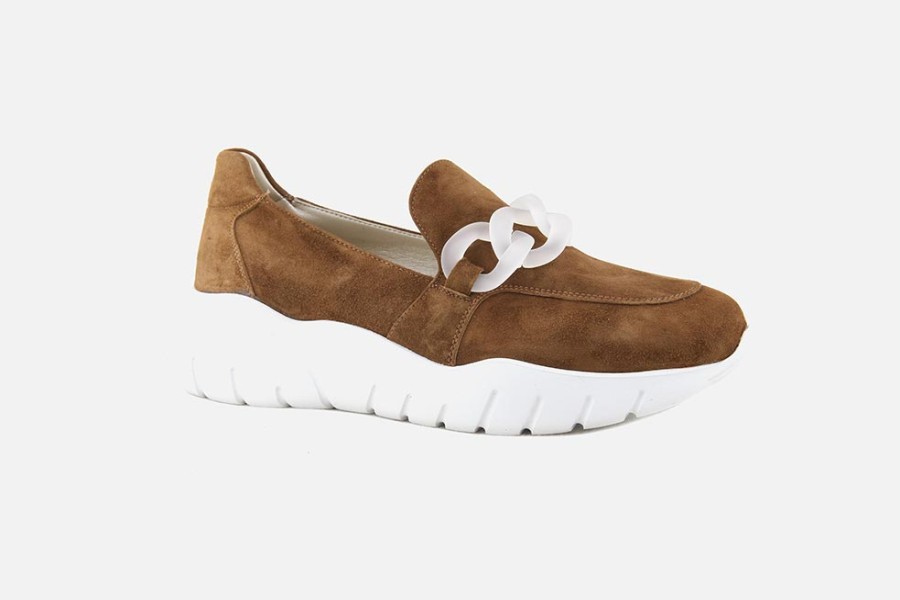 Women Rosana | Rosana - Stampa Daim Cognac Loafers On Labotte