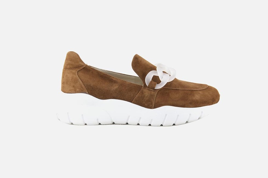 Women Rosana | Rosana - Stampa Daim Cognac Loafers On Labotte