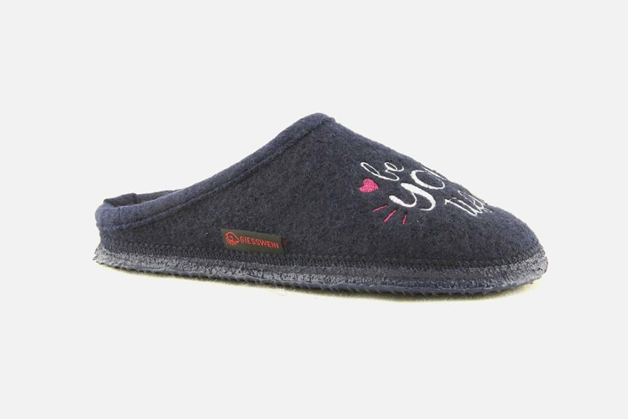 Women Giesswein | Giesswein - Beautiful Navy Pink Low Slippers On Labotte