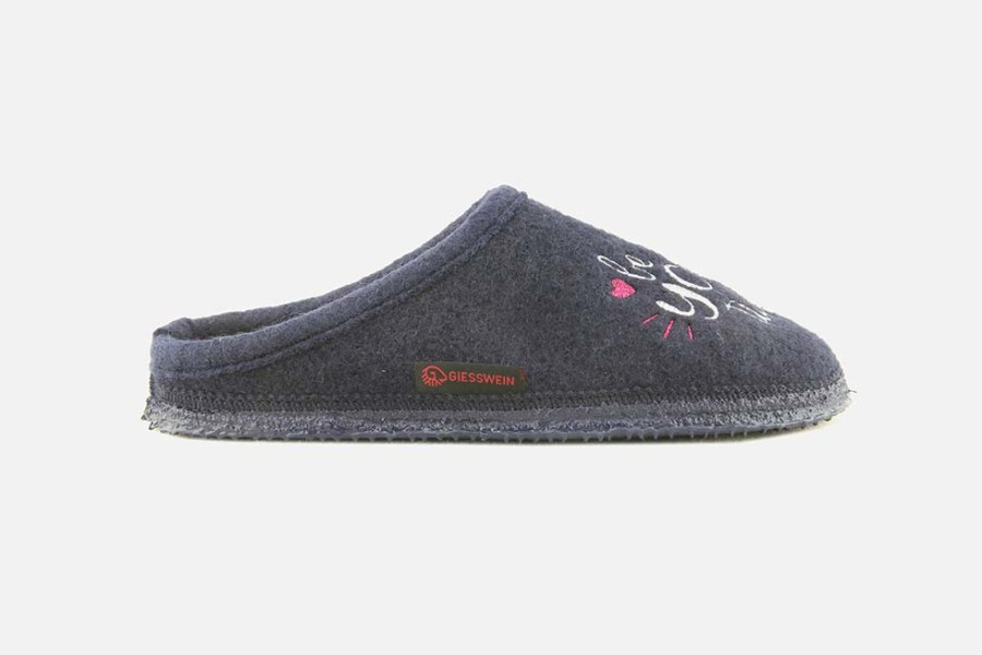 Women Giesswein | Giesswein - Beautiful Navy Pink Low Slippers On Labotte