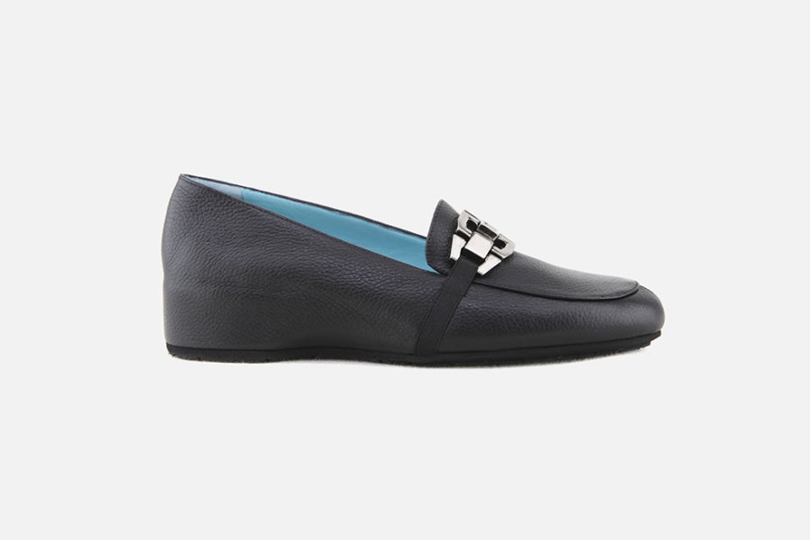 Women Thierry Rabotin | Thierry Rabotin - Sybille Black Grained Loafers On Labotte
