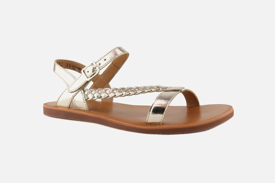 Girls Pom d'Api | Pom D'Api - Plagette Antik Platine Sandals On Labotte