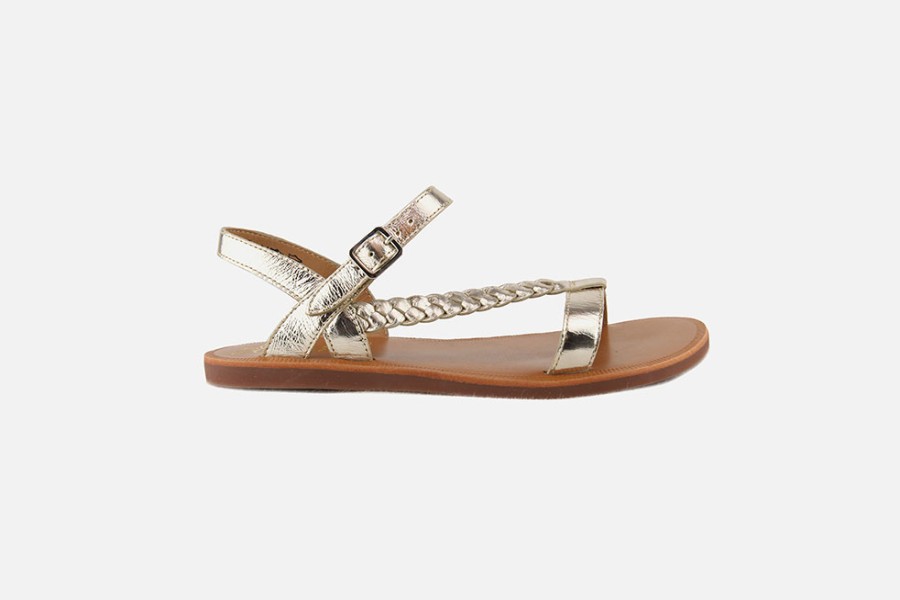 Girls Pom d'Api | Pom D'Api - Plagette Antik Platine Sandals On Labotte